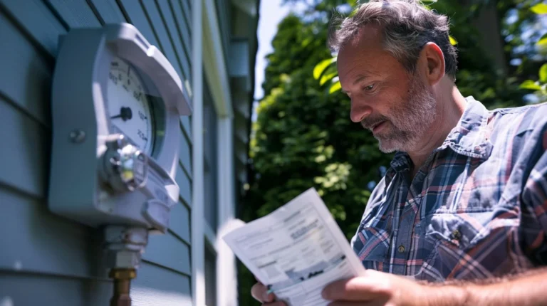 Homeowner checking his electric meter and bill