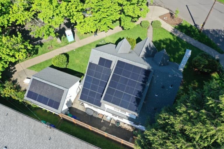 Solar panels on top of a residential home in Ladds Addition, Portland.